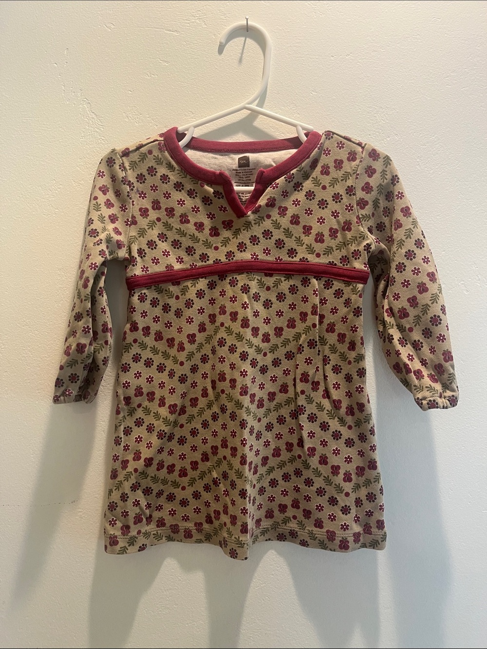 Tea Collection Girls Floral Long Sleeve Dress 100% Cotton 18-24 months 2T